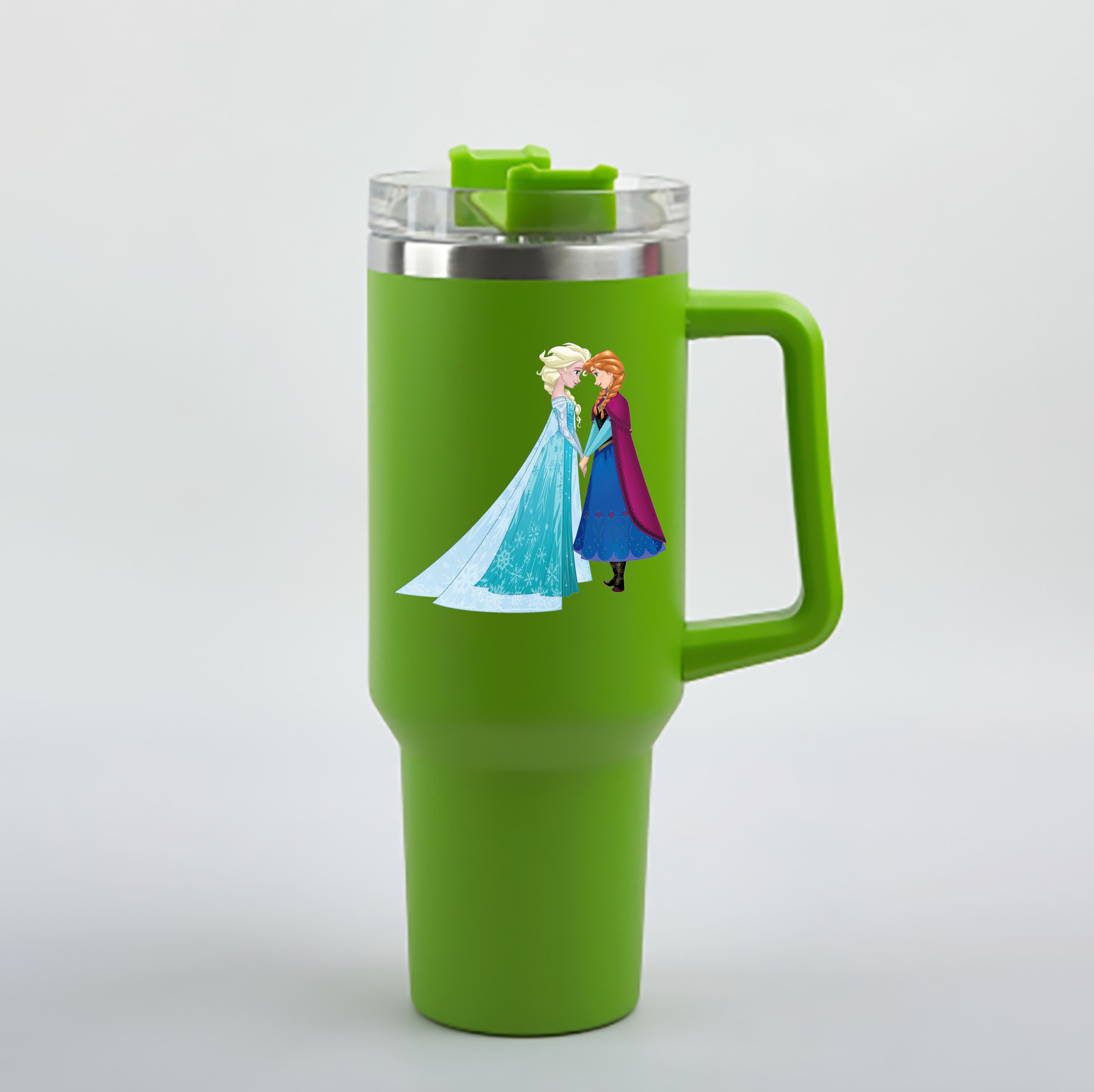 （画像用） アナと雪の女王 アンナ エルサ Frozen Anna Elsa 1200mL車用タンブラー - クリスタルステッカー（プラスチックストロー付き）
